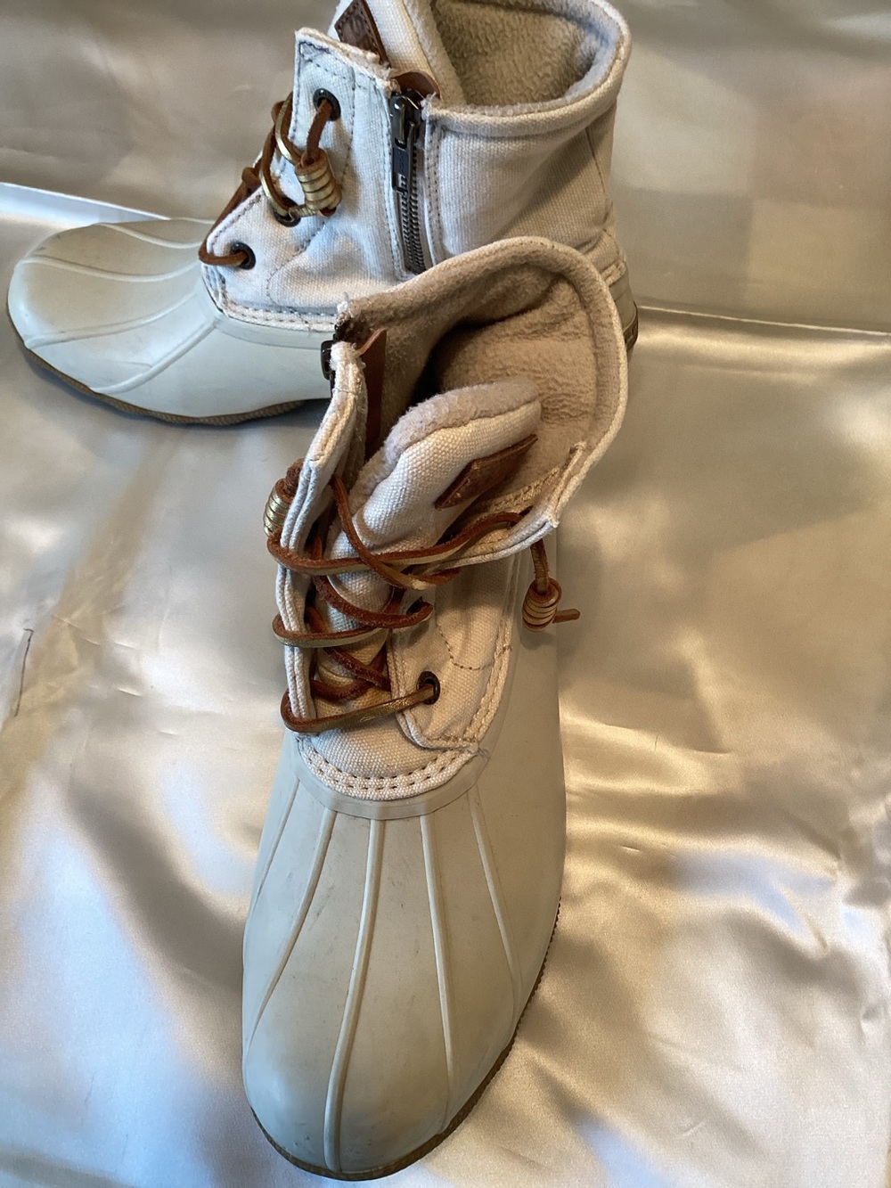 Sperry Saltwater Duck Boots‎ Womens 8.5 ivory waterproof